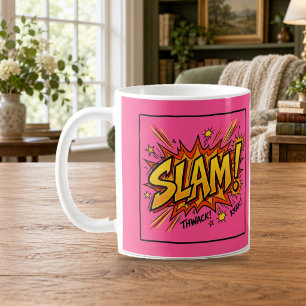 Tasse Rose Chaude Pop Art Bande Dessinée SLAM