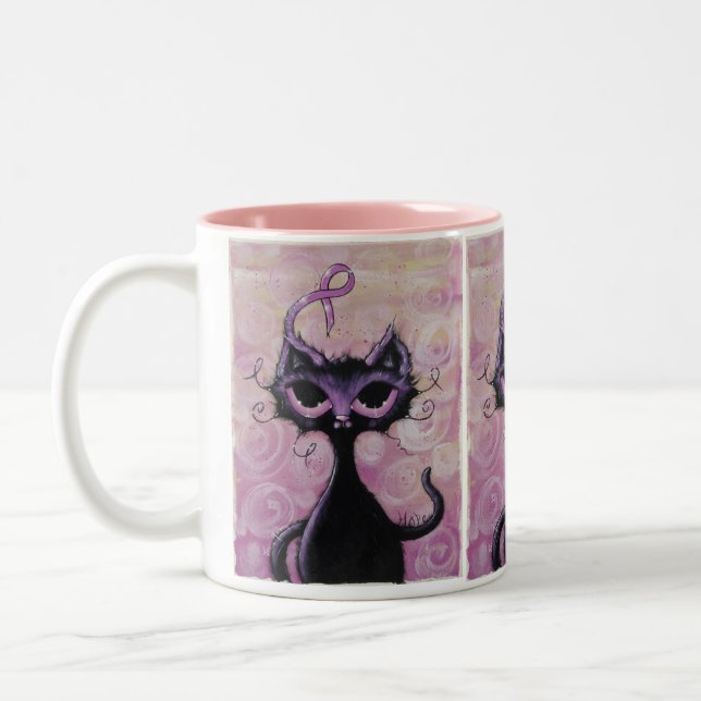 tasse rose de cancer du sein de ruban de minou (Gauche)