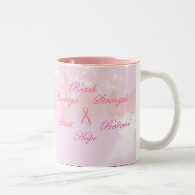 Tasse rose de conscience de cancer du sein (Droit)