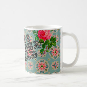 Tasse rose de papier peint vintage féministe