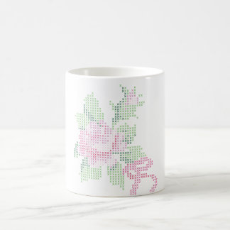 tasse rose de point croisé
