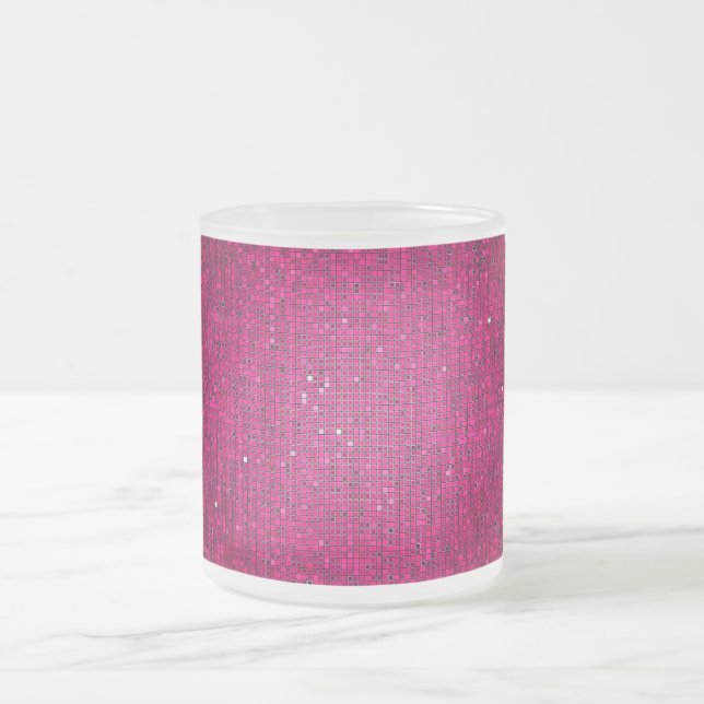 Tasse rose de tasse de café en verre givré de (Centre)