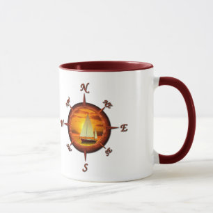 Tasse Rose de voilier et de boussole
