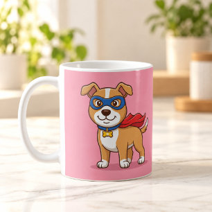 Tasse Rose Dessin Animé Mignon Héros Super Chien