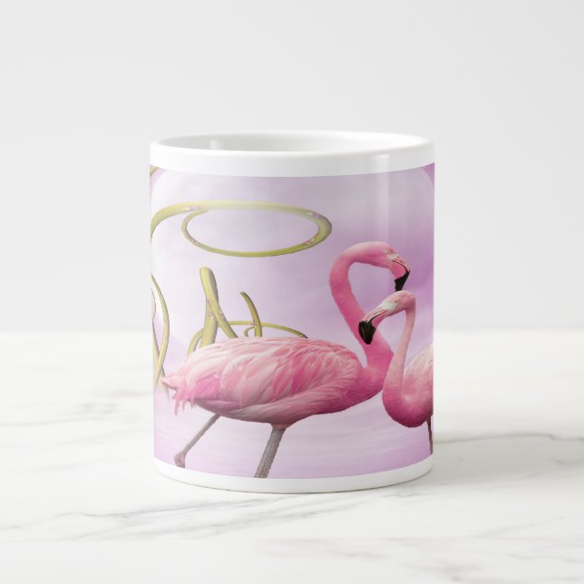 Tasse rose lunatique d'éléphant de Flamants roses (Devant)