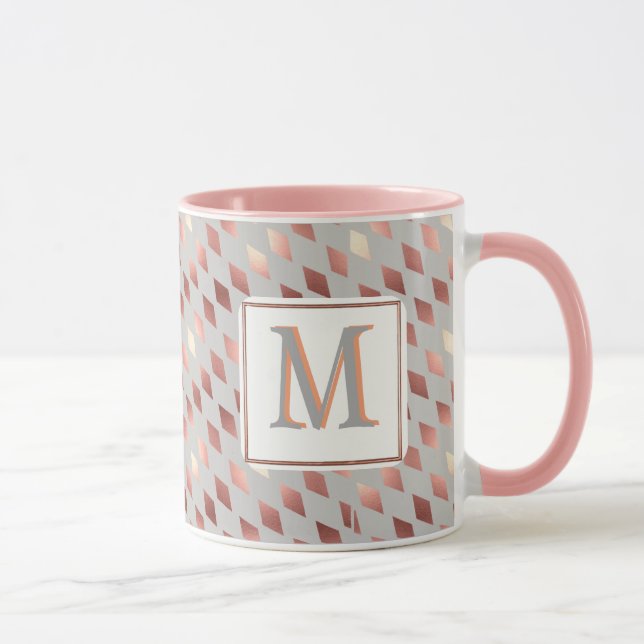 Tasse rose or diamant monogramme gris gris muguet (Droite)