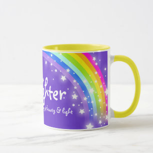Tasse rose pourpre d'arc-en-ciel personnalisée pa