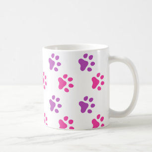Tasse rose/pourpre mignonne d'empreintes de pattes