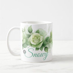 tasse roses vertes enneigées