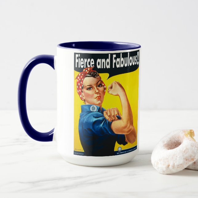 Tasse Rosie Le Riveter Fierce et Fabuleux tendance (Avec donut)