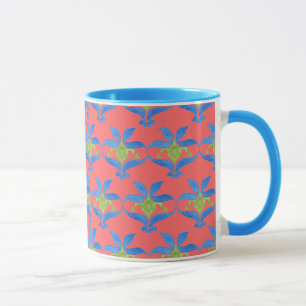 Tasse Rot, Blau, Grüne Jugendstil