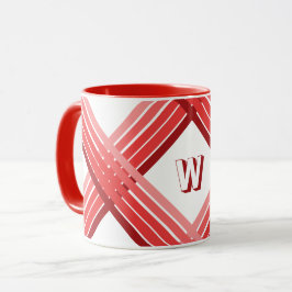 Tasse - Rote Streifen mit Anfangsbuchstaben