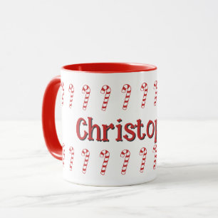 Tasse - Rote Zuckerstangen mit Namen