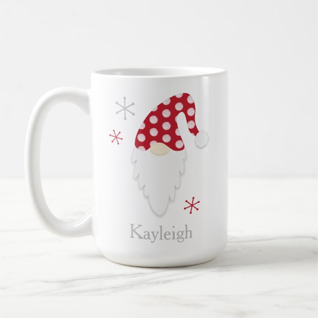 Tasse Roter Gnome und Schneeflocken (Links)