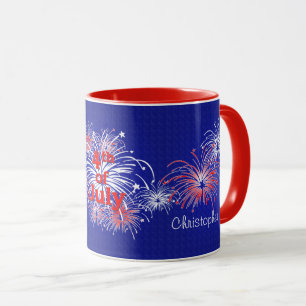 Tasse Rouge, Blanc et Bleu 4 juillet feux d'artifice