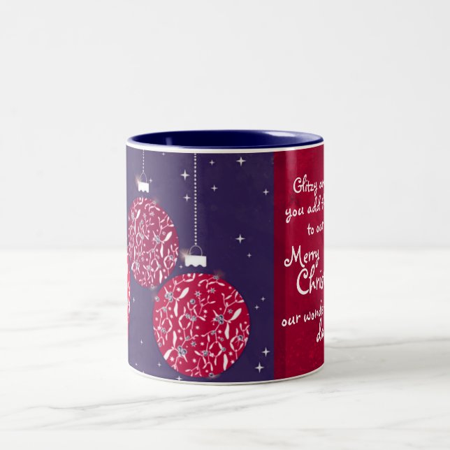 Tasse rouge/bleue de babiole d'étincelle de Noël (Centre)