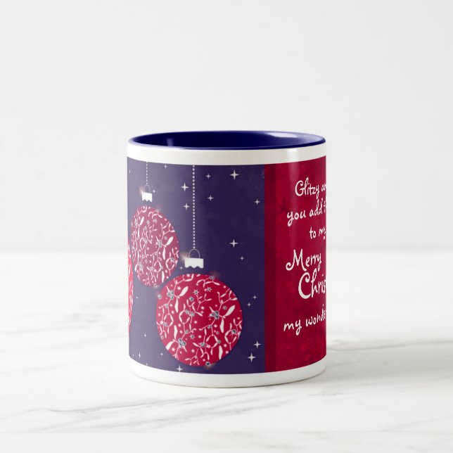 Tasse rouge/bleue de babiole d'étincelle de Noël (Centre)