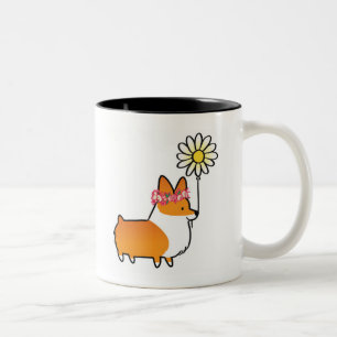 Tasse rouge   CorgiThings de flower power de corgi