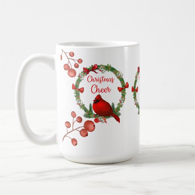 Tasse rouge d'acclamation de cardinal et de Noël (Gauche)