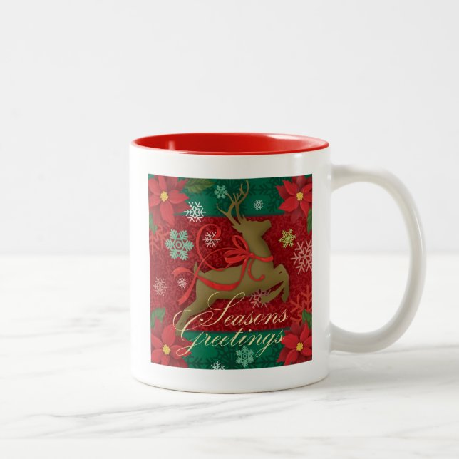 Tasse rouge de fête de vacances de renne, Joyeuses (Droit)