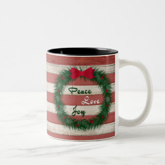 Tasse rouge de guirlande de rayure de paix,