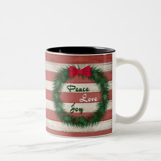 Tasse rouge de guirlande de rayure de paix, (Droit)