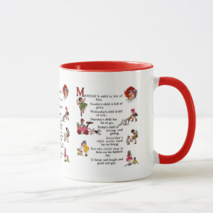 Tasse Rouge de l'enfant de lundi