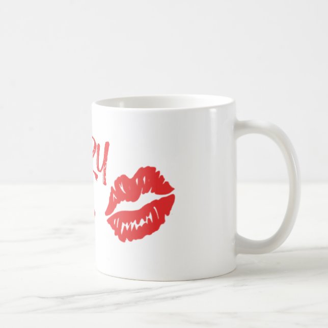 Tasse rouge de marque de baiser de lèvres de (Droite)