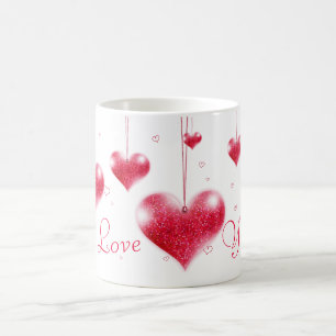 Tasse rouge de Saint-Valentin de coeurs