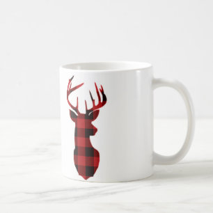Tasse rouge des cerfs communs de plaid