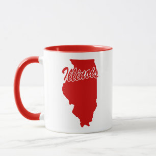 Tasse rouge en forme de l'État de l'Illinois