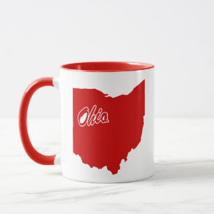 Tasse rouge en forme de l'État de l'Ohio
