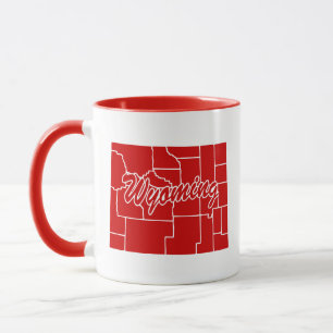 Tasse rouge en forme de l'État du Wyoming