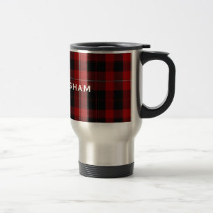Tasse rouge et noire élégante de plaid de