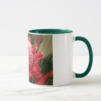 Tasse rouge exotique de fleur de gingembre de