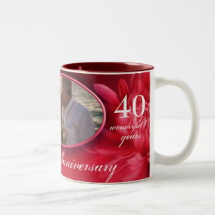 Tasse rouge florale "posséder photo spéciale"
