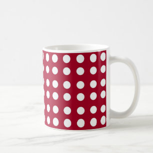 Tasse rouge foncé et blanche de point de polka