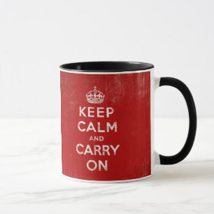 Tasse Rouge-foncé vintages affligés gardent le calme e