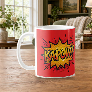 Tasse rouge KAPOW Bande dessinée Pop Art