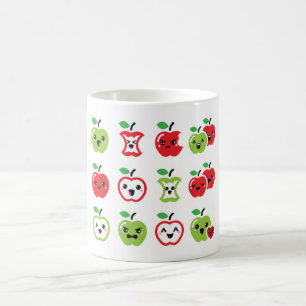 Tasse rouge mignonne de kawaii de pomme et de
