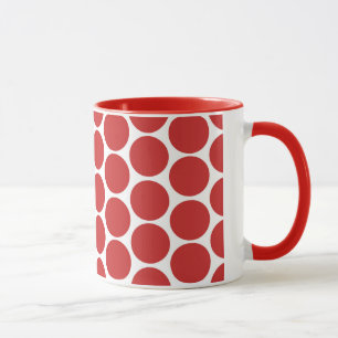 TASSE ROUGE MODERNE, POIS BLANCS