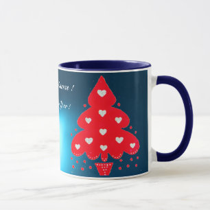 Tasse ROUGE NOËL ARBRE FÊTE DE VACANCES bleu