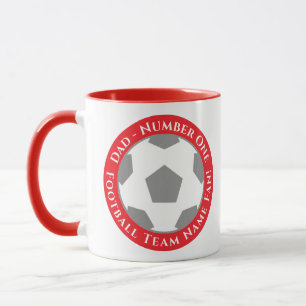 Tasse rouge « Papa footballeur audacieux et passio