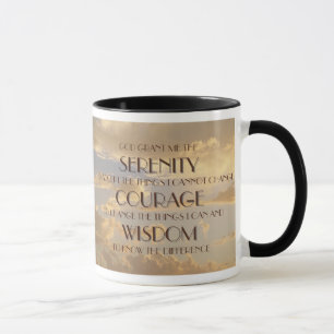 Tasse rougeoyante de prière de sérénité de cie