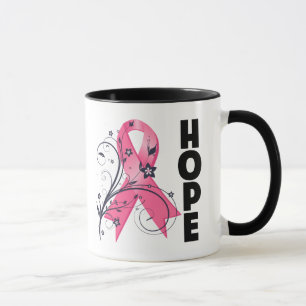 Tasse Ruban floral d'espoir de cancer du sein