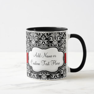 Tasse Ruban rouge noir/blanc Damas