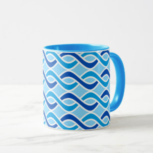 Tasse Rubans modernes du milieu du siècle, cobalt et ble