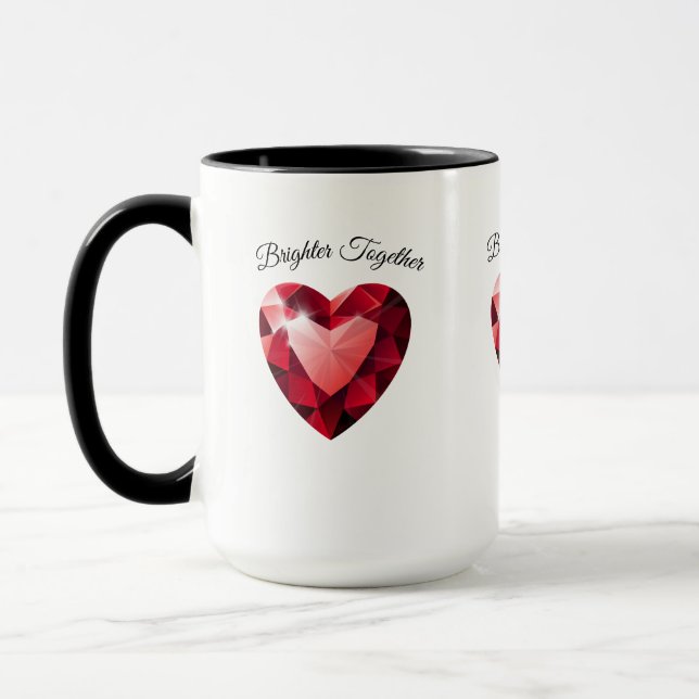 Tasse Ruby Heart Love – Cadeau élégant de la Saint (Gauche)