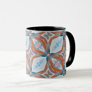 Tasse Rust unique, Turquoise, Bleu clair et rose Motif D