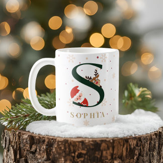 Tasse S Monogramme de Noël Personnalisée